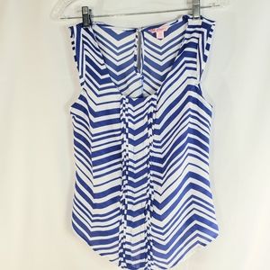 Candie's NWOT Blue & White Striped Cap Sleeve Pleated Front Top Size XSmall